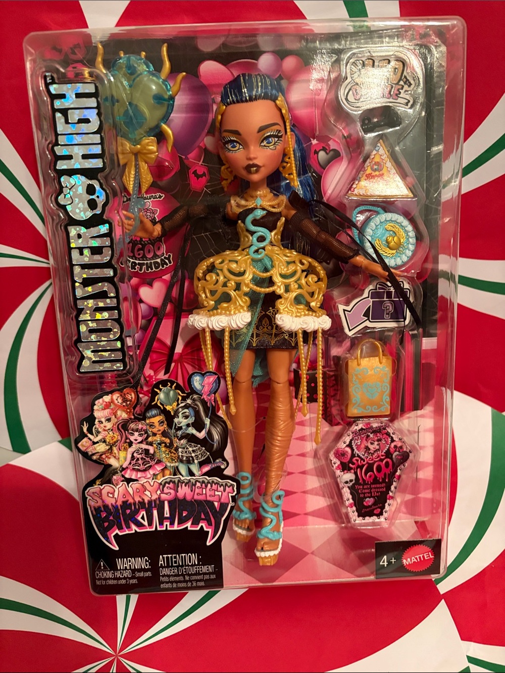 monster high doll in blue, gold, black